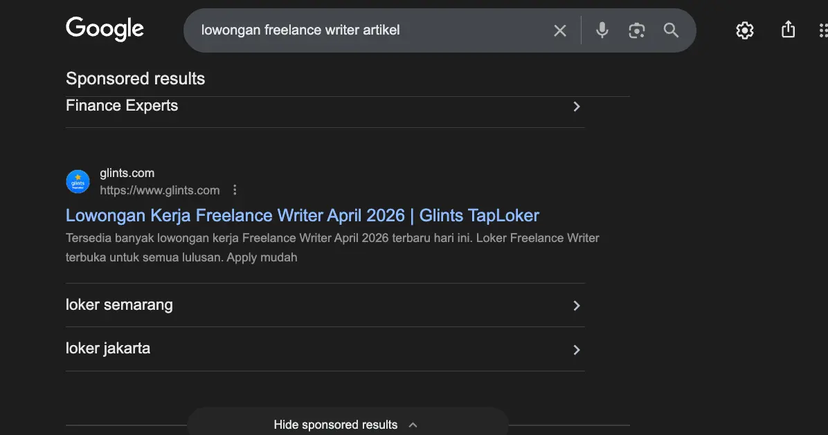 lowongan freelance writer di google